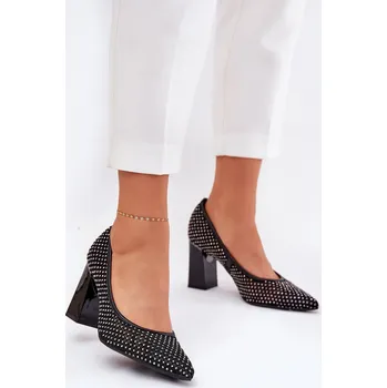 Dámská obuv Zdobené Síťované Čerpadla Na Podpatku Vinceza 62211 Barva: Černá, Velikost: 39