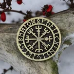 Drakkaria VEGVISIR - kompas, islandská runa, přívěšek, staromosaz