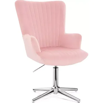 Barová židle LuxuryForm DESIGN Křeslo AMADEO VELUR na stříbrném kříži - růžové