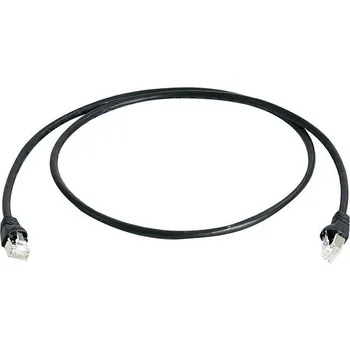 Datový kabel Telegärtner 100008648 RJ45 síťové kabely, propojovací kabely CAT 6A S/FTP 5.00 m černá samozhášecí, s ochranou, párové stínění, dvoužilový stíněný, bez