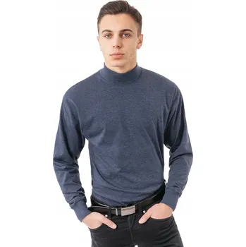 Pánský svetr Pánský pologolfový tenký svetr rolák ADAM, velikost L, džínový