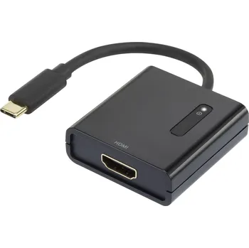 Audio kabel Renkforce RF-4472892 USB / HDMI adaptér [1x USB-C® zástrčka - 1x HDMI zásuvka] černá pozlacené kontakty 15.00 cm