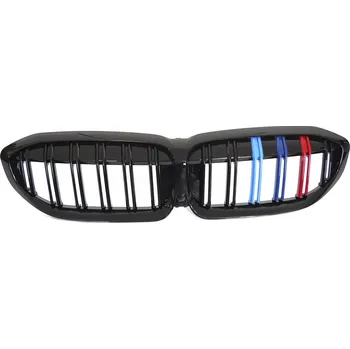 Kapota TUNING-TEC Přední maska, ledvinky BMW G20 / G21 19-22 lesklá černá, dvojitá žebra s třemi barevnými pásky