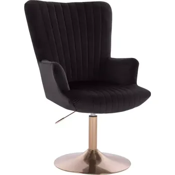 Barová židle LuxuryForm DESIGN Křeslo AMADEO VELUR na zlatém talíři - černé