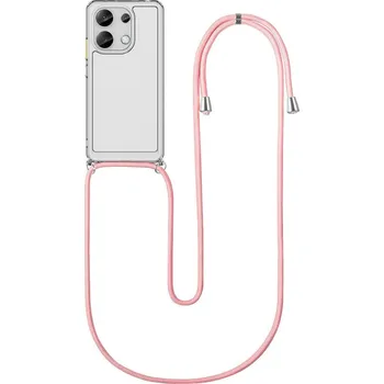 Pouzdro na mobilní telefon Kryt Xiaomi Redmi Note 13 s růžovou šňůrkou průhledný (obal neboli pouzdro na Xiaomi Redmi Note 13)