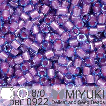 Korálek Korálky Miyuki Delica 8/0. Barva Sparkling Orchid Lined Aqua DBL0922. Balení 5g.