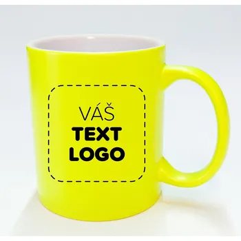 Hrneček s vlastním potiskem 300 ml svítivě žlutý – Od Máry Můžete zakoupit i bez potisku