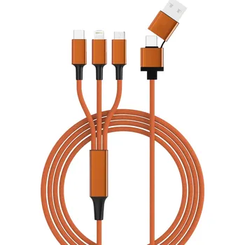 Prodlužovací kabel Smrter Nabíjecí kabel USB USB 2.0 Apple Lightning konektor, USB-A zástrčka, USB-C ® zástrčka, USB Micro-B zástrčka 1.20 m oranžová s funkcí OTG, látkový potah