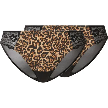 Kalhotky esmara® Dámské kalhotky s krajkou, 2 kusy (leopardí vzor, S(36/38))