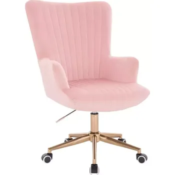 Barová židle LuxuryForm DESIGN Křeslo AMADEO VELUR na zlaté podstavě s kolečky - růžové