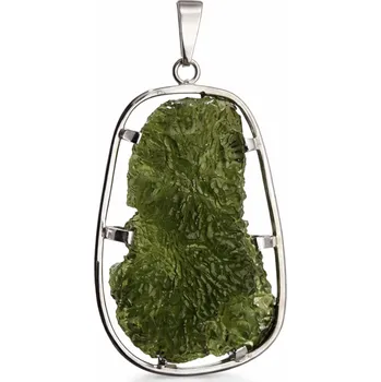 Přívěsek Vltavín Moldavite Stříbrný přívěsek s neopracovaným vltavínem P37 0004