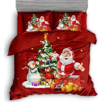 Povlečení 3D Bavlněné povlečení SANTA AND GIFTS červené, 100% bavlna Rozměr povlečení: 70 x 90 cm | 140 x 200 cm, 140x200 + 70x90, mikrovlákno, 135 g/m2