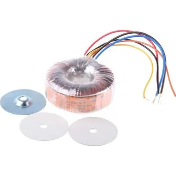 Transformátor Toroidní transformátor, počet výstupů: 2, sekundární napětí: 2 x 55V ac, 4.5kV ac, Měděný vodič, ukončovací vodič, 80