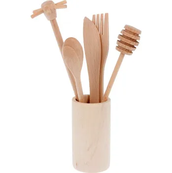 Galanteriadrew Dřevěná sada kuchyňských pomůcek v mini kalíšku