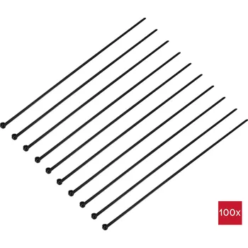 Organizace kabelů TRU COMPONENTS TC-12814196, stahovací pásky, 4.8 mm, 370 mm, černá, s kovovým jazýčkem, Stabilní vůči UV záření, 100 ks