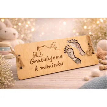 Dary dřeva Dřevěná dárková obálka na peníze - miminko