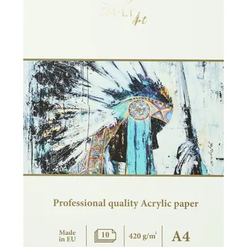 Umělecký papír Blok SMLT A4 Acrylic Professional 420 g 10 listů hrubý rough přírodně bílý papír na akryl sprej lazury pH neutrální bez kyselin ligninu FSC