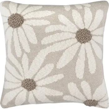 Polštář SCANquilt pletený povlak ART DESIGN květy béžovosmetanová 45 x 45 cm