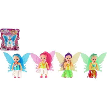 Panenka Panenka víla s křídly plast 10cm 4 barvy na kartě