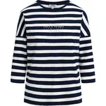 SOCCX Pruhovane tričko s potiskem na zadech a 3/4 rukavy