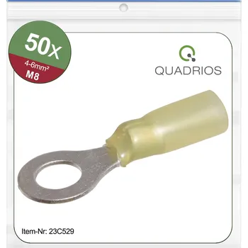 Kabelové oko Quadrios 23C529 kulaté kabelové oko Průřez (max.)=6 mm² Ø otvoru=8.5 mm částečná izolace žlutá 50 ks