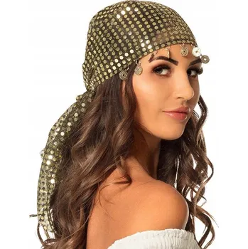 Karnevalový doplněk Boland Cikánský šátek flitrový černý/zlatý