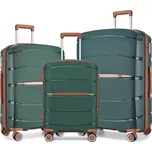 Kono 2591 Sada 3 kufrů 55cm 66.5cm 75.5cm spinner Zelená Polypropylen