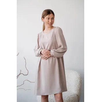 Těhotenské šaty Těhotenské a kojící šaty Viva 3v1 - taupe Velikost: 3XL