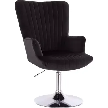 Barová židle LuxuryForm DESIGN Křeslo AMADEO VELUR na stříbrném talíři - černé