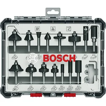 Příslušenství k frézce Sada fréz, 15 dřík, 1/4 ks Bosch Accessories 2607017473