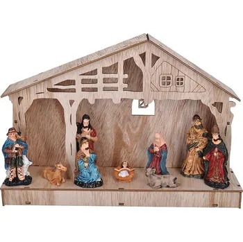 Dekorativní svítidlo Solight LED dřevěný betlém, 30x21cm, 7x LED, 2xAA - 1V259