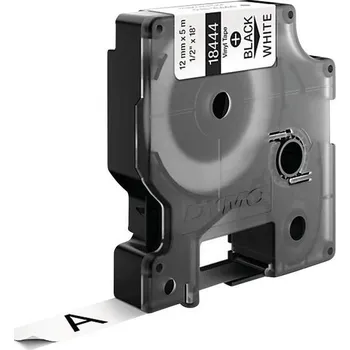 Kotouček do pokladny a tiskárny štítků páska do štítkovače DYMO IND RHINO 18444 vinyl Barva pásky: bílá Barva písma:černá 12 mm 5.5 m