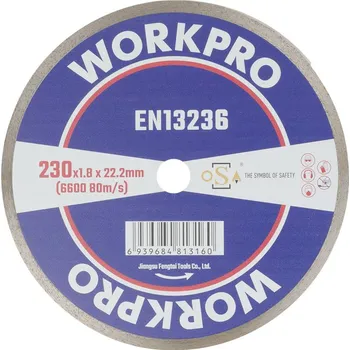 Řezný kotouč WorkPro GSOSCR-4 diamantový řezný kotouč 230 mm 1 ks keramika, Porcelán, mramor, zdivo, sklo, Vápenec, granit, přírodní kámen, pískovec