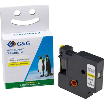 Kotouček do pokladny a tiskárny štítků páska do štítkovače G a G 15567 kompatibilní náhradní DYMO 40918 Barva pásky: žlutá Barva písma: černá 9 mm 7 m