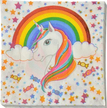 Papírový kapesník Party papírové ubrousky s jednorožcem Unicorn – 20 ks 33x33 cm
