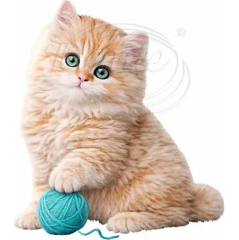 Textilní nažehlovací páska Dante Nažehlovačka Koťátko a tyrkysové klubíčko - 12 x 11 cm