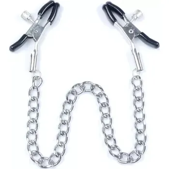 Fetish kovové svorky na bradavky s řetízkem