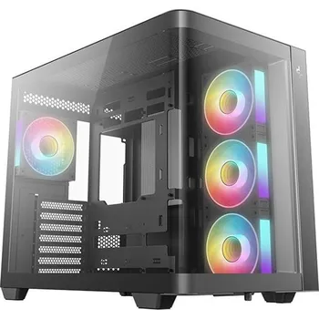PC skříň DEEPCOOL skříň CG530U 4F / ATX / 4x120mm ARGB / 2xUSB / USB-C / zaoblené sklo / panoramatická / černá