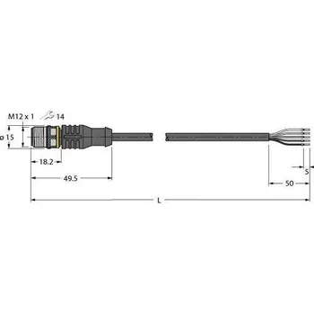 Turck RSC4.5T-2/TEY připojovací kabel pro senzory - aktory, 6629933, piny: 5, 2 m, 1 ks