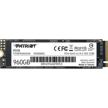 Paměťová karta Patriot SSD disk P310 960GB, M.2 2280, PCIe 3.0 x4, NVMe