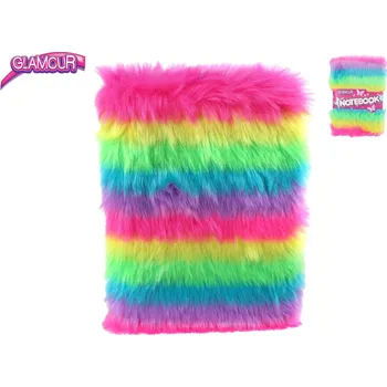 Hračka pro nejmenší Mikro Trading Glamour plyšový zápisník duhový 80 stran