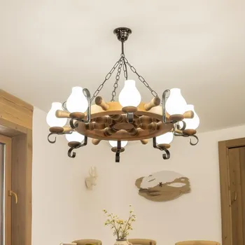 Brilagi - Lustr na řetězu TIMONA 8xE14/40W/230V pr. 70 cm buk