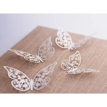 Konfeta PartyDeco Vyřezávaný motýlek malý bílý 6,5 cm x cm 10 ks