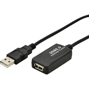 elektrický kabel Digitus USB kabel USB 2.0 USB-A zástrčka, USB-A zásuvka 5.00 m černá Aktivní se zesílením signálu DA-70130-4