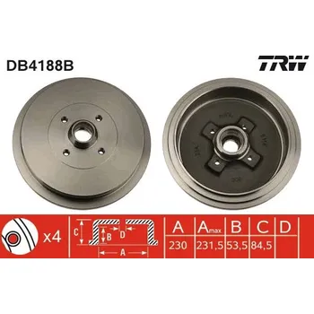 Brzdový buben Brzdový buben TRW DB4188B