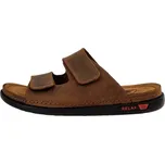 Pantofle pánské Mediline Relax Plus hnědé kožené na vysoký nárt - 42