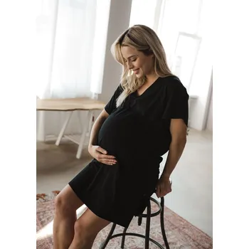 Těhotenská móda Milk & Love Bambusová těhotenská a kojící košile Moon 3v1 černá Velikost: XL