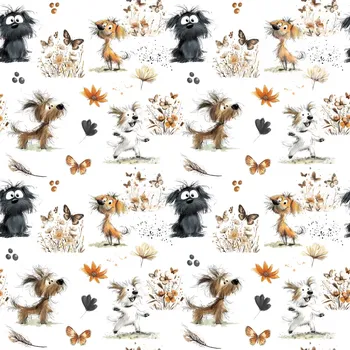 Úplet, Roztomilí pejsci na bílé (E) obj (Top kvalitní úplet Bella digitisk)