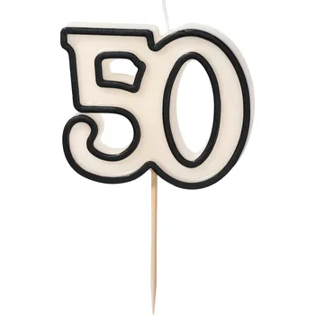 Dortová svíčka Světelná svíčka na dort číslo 50 černo-bílá