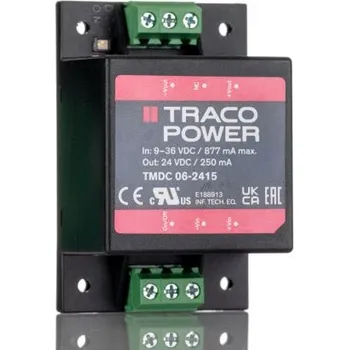 Měnič napětí DC-DC převodník 6W, výstup: 24V dc 250mA 3kV dc, Vin 9→ 36 V stejnosm